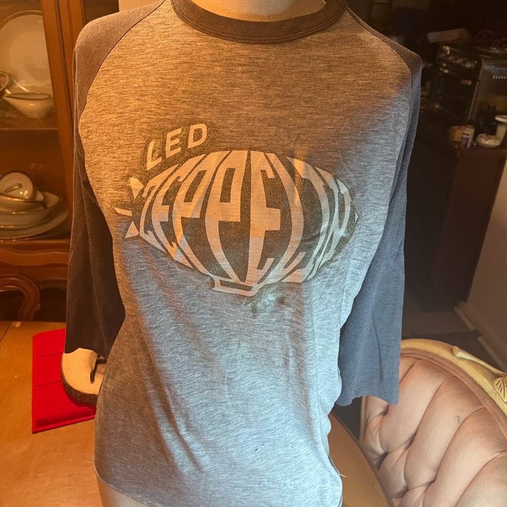Vintage 1970s Led Zeppelin Hindenburg Jersey T-shirt Music Band/ Robert Plant